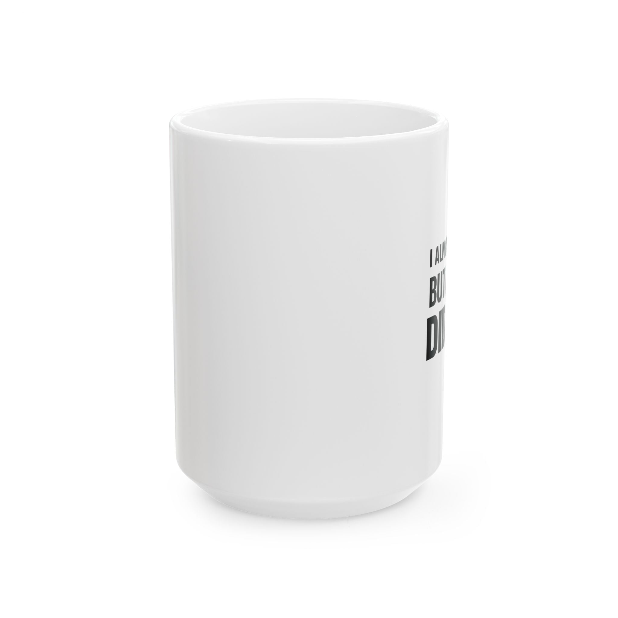 Christian faith encouragement mug styled with coffee and open Bible on table