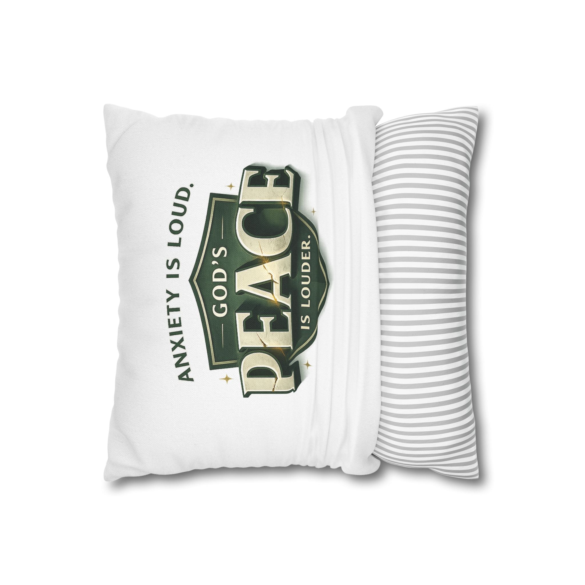 Christian Throw Pillow Cover – “Anxiety Is Loud, God’s Peace Is Louder” Faith Home Decor | Inspirational Scripture Cushion