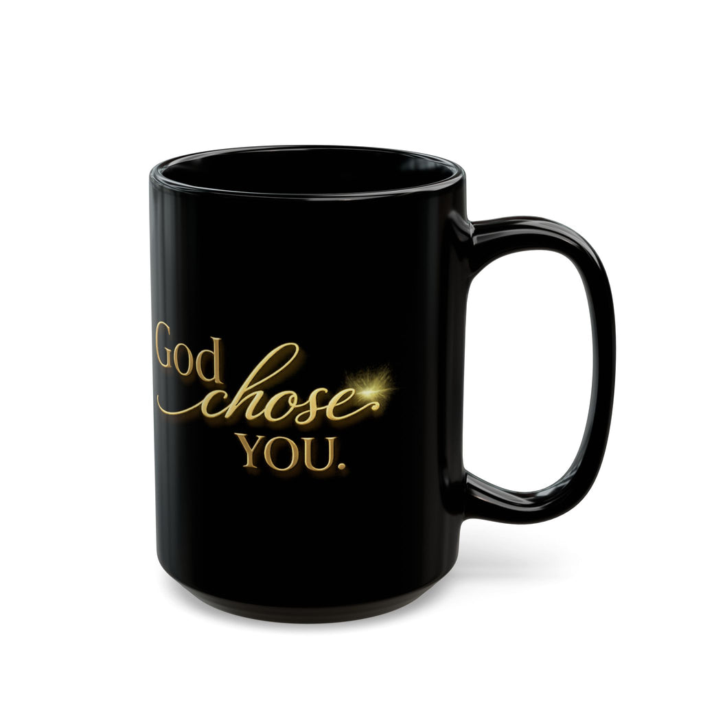 Christian faith coffee mug — inspirational black ceramic encouragement gift