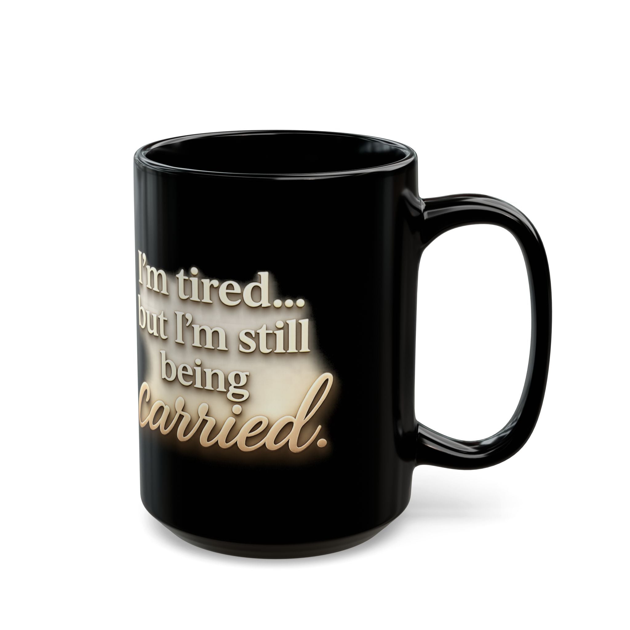 Christian faith encouragement mug flat lay with Bible and journal
