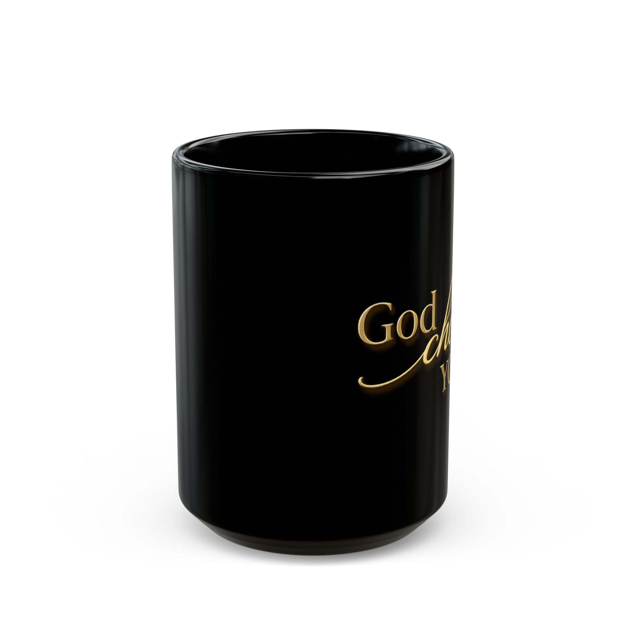 Black ceramic Christian faith coffee mug — bold gift for believers