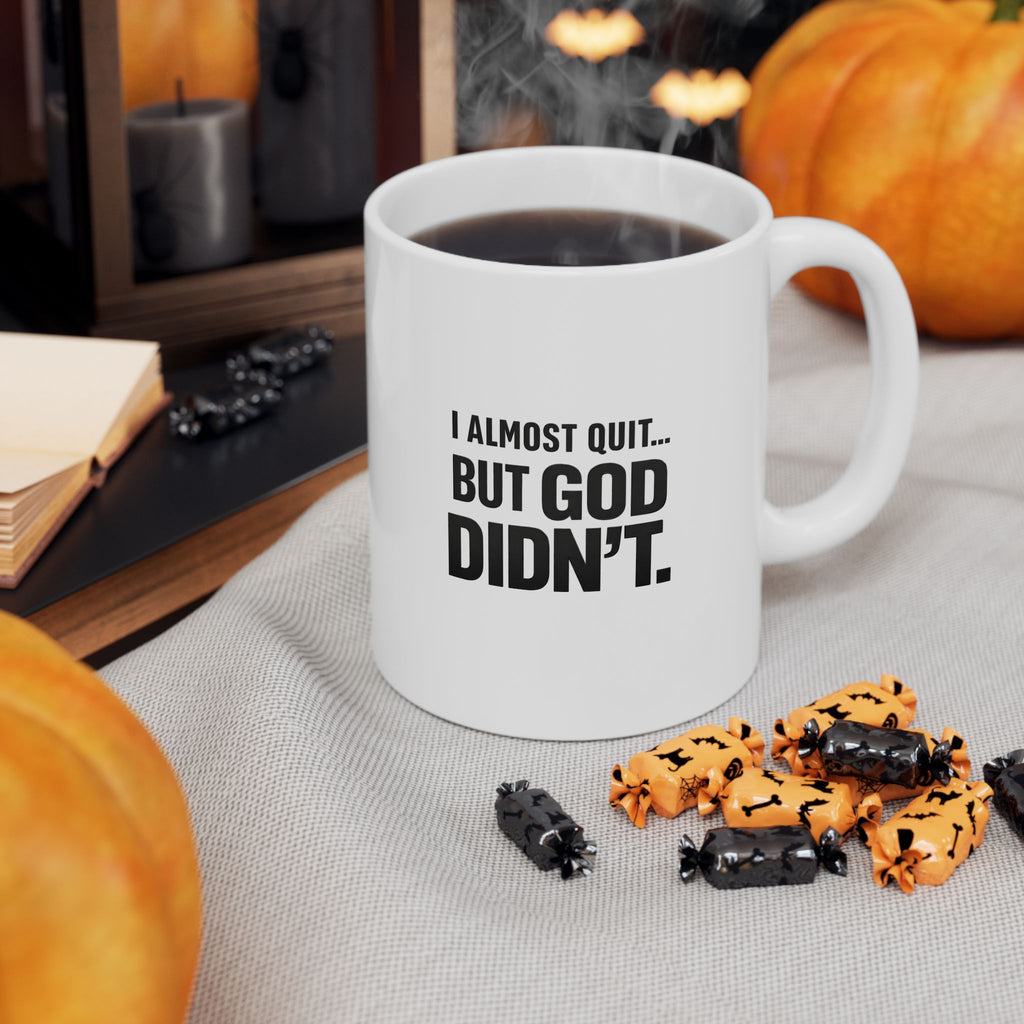 Christian faith encouragement mug — inspirational Bible quote ceramic gift