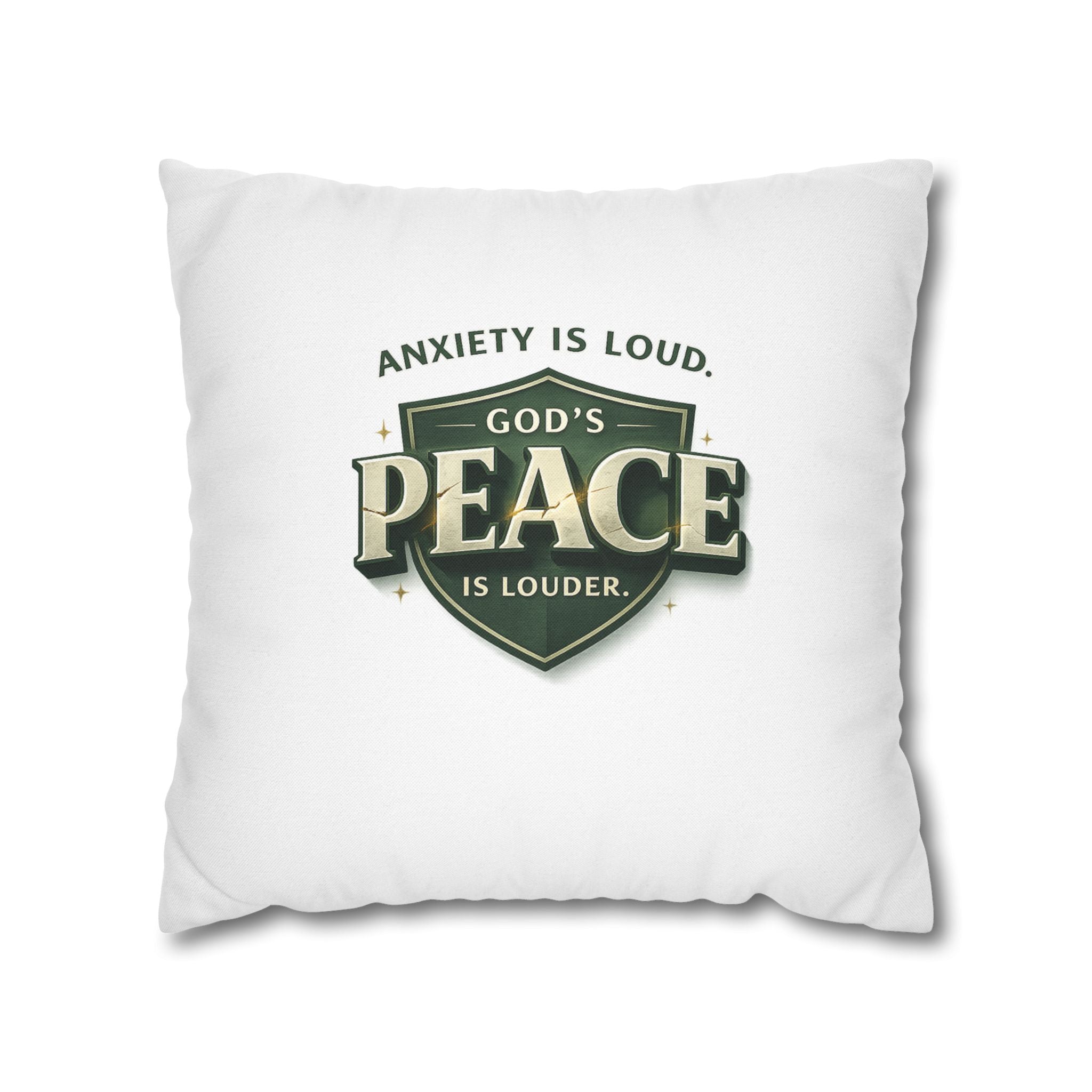 Christian Throw Pillow Cover – “Anxiety Is Loud, God’s Peace Is Louder” Faith Home Decor | Inspirational Scripture Cushion