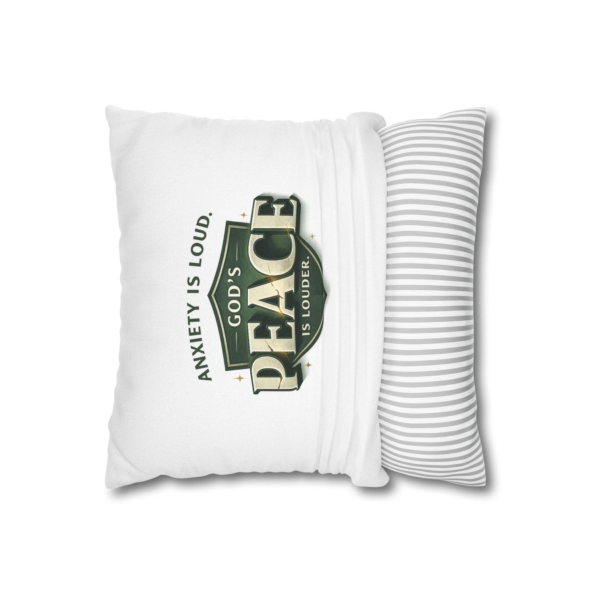 Christian Throw Pillow Cover – “Anxiety Is Loud, God’s Peace Is Louder” | Faith Home Decor