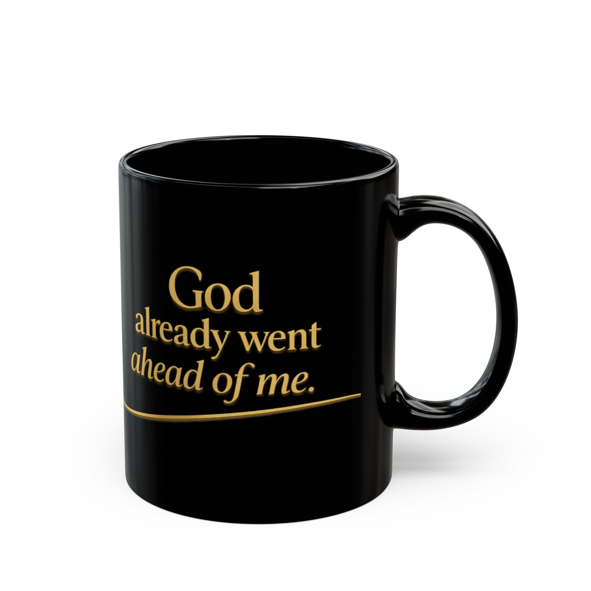 Black ceramic Christian faith coffee mug — bold gift for believers