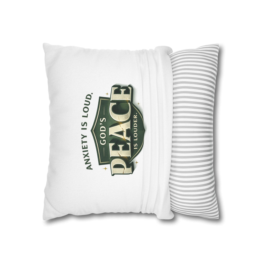 Christian Throw Pillow Cover – “Anxiety Is Loud, God’s Peace Is Louder” | Faith Home Decor