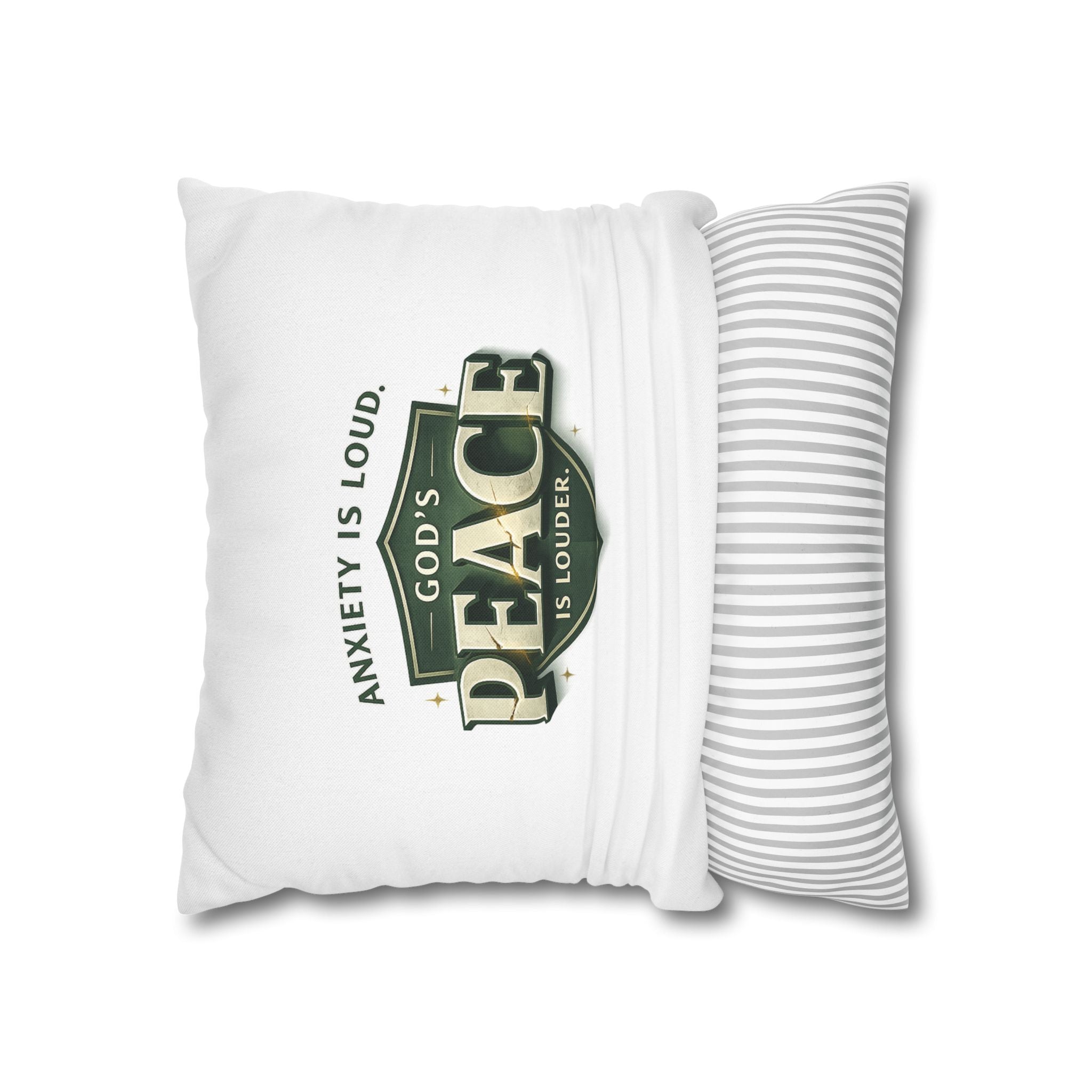 Christian Throw Pillow Cover – “Anxiety Is Loud, God’s Peace Is Louder” | Faith Home Decor