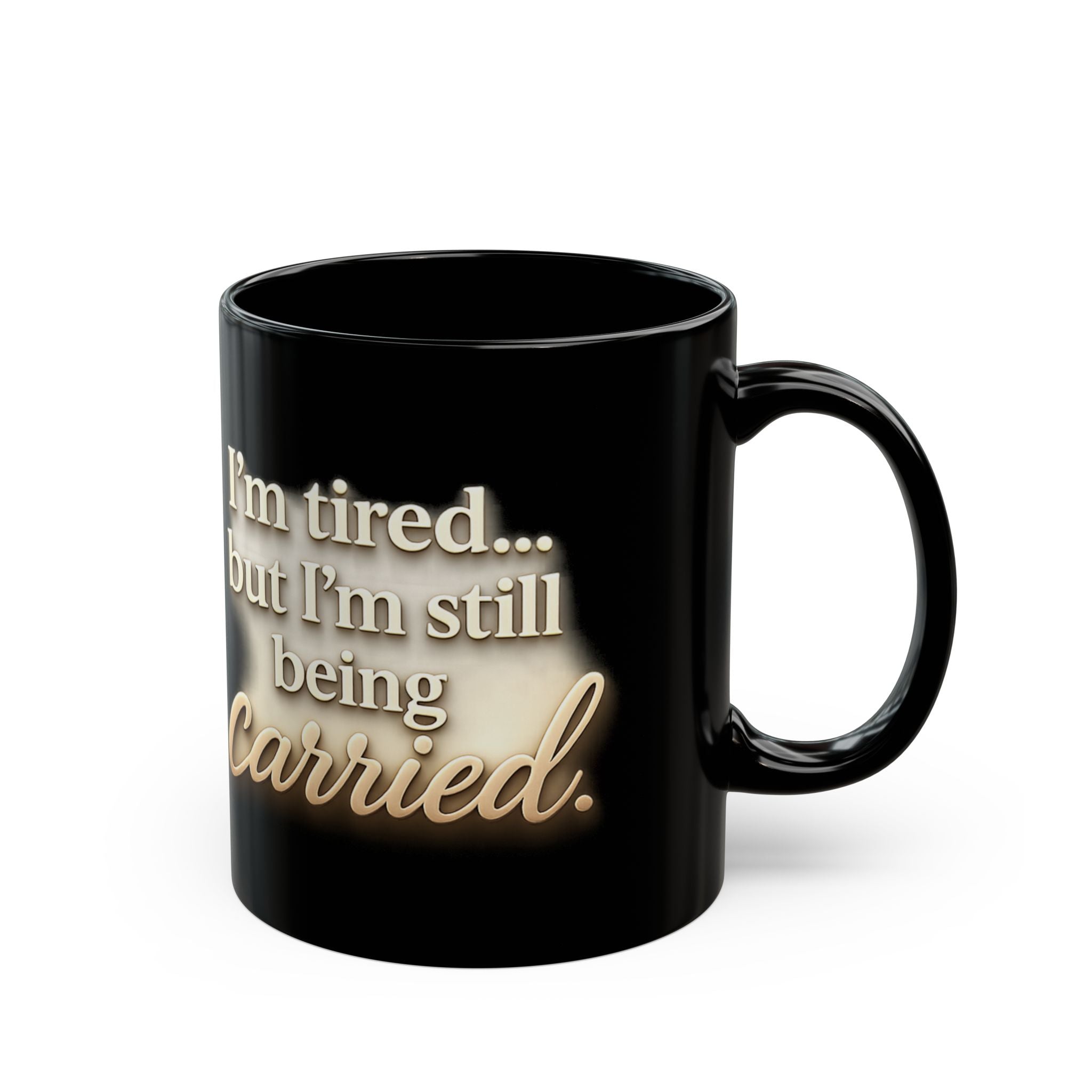 Christian faith encouragement mug on desk during morning prayer and devotional