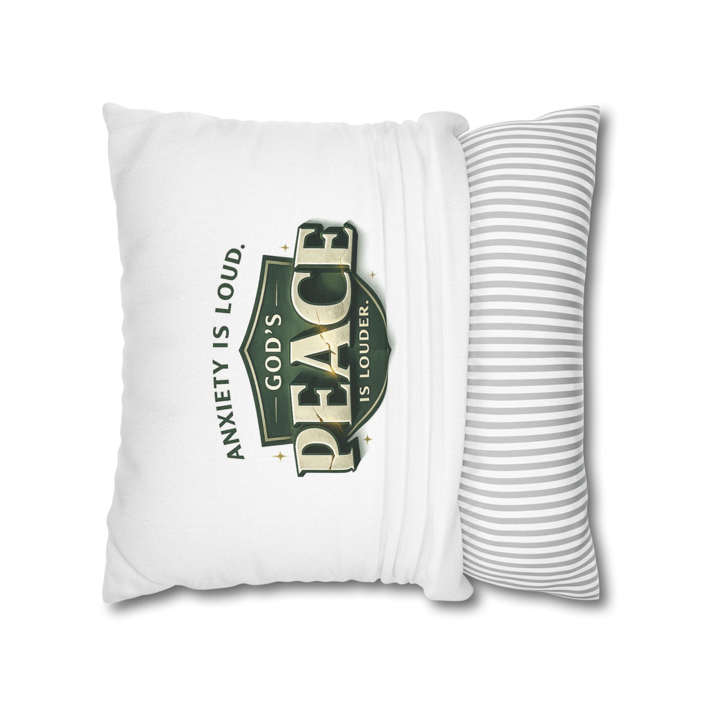 Christian Throw Pillow Cover – “Anxiety Is Loud, God’s Peace Is Louder” | Faith Home Decor
