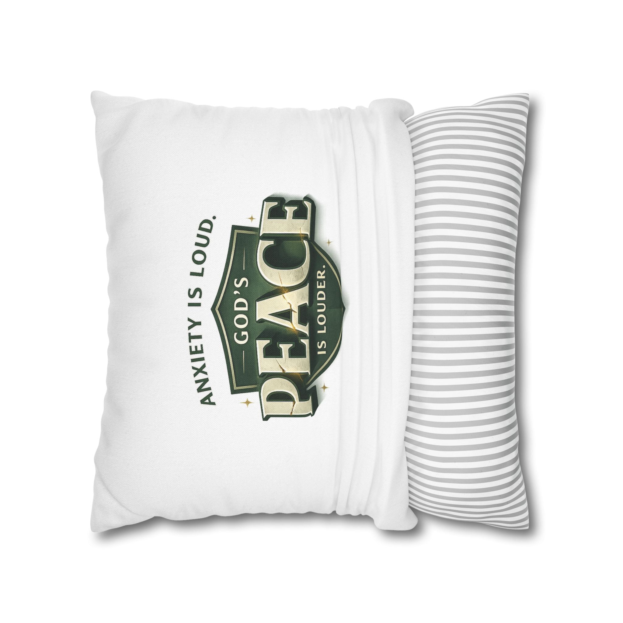 Christian Throw Pillow Cover – “Anxiety Is Loud, God’s Peace Is Louder” | Faith Home Decor