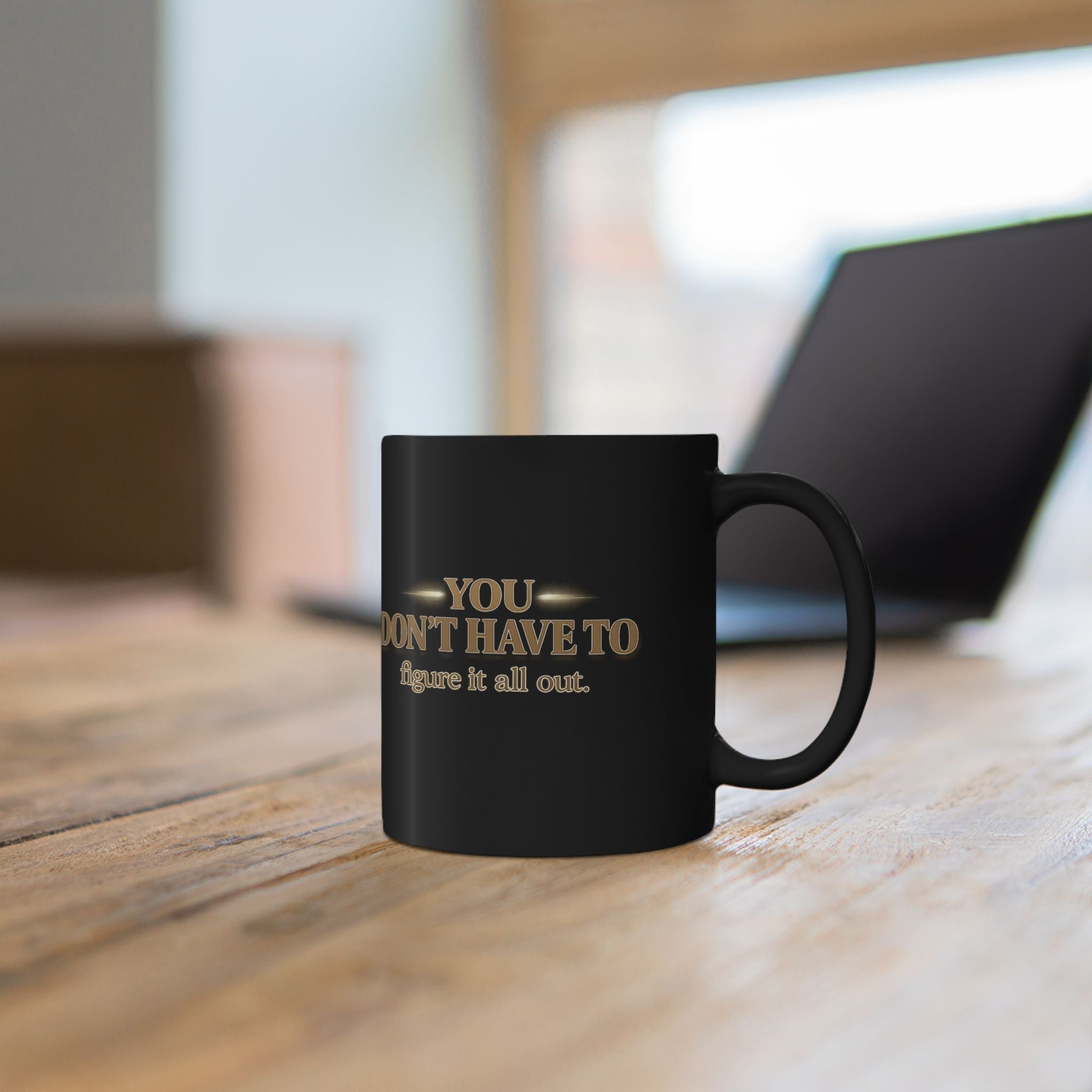 Christian faith coffee mug — inspirational black ceramic gift for believers