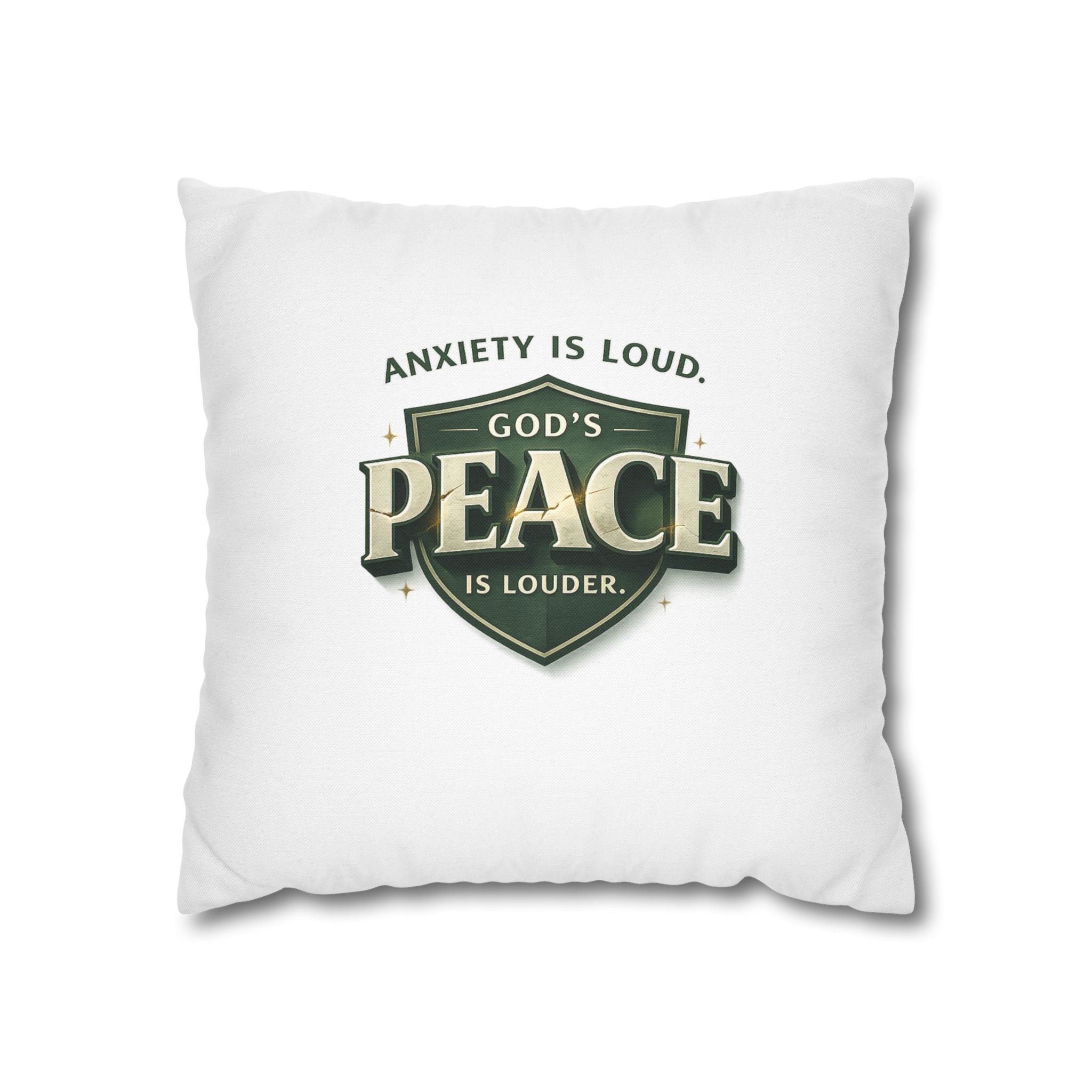 Christian Throw Pillow Cover – “Anxiety Is Loud, God’s Peace Is Louder” Faith Home Decor | Inspirational Scripture Cushion
