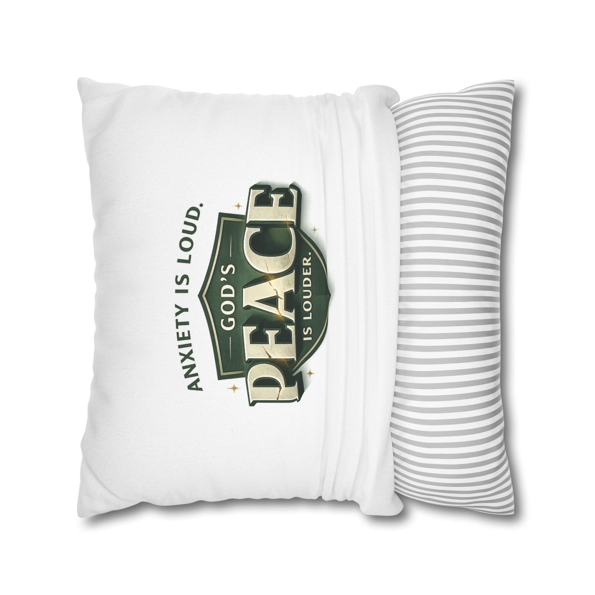 Christian Throw Pillow Cover – “Anxiety Is Loud, God’s Peace Is Louder” | Faith Home Decor