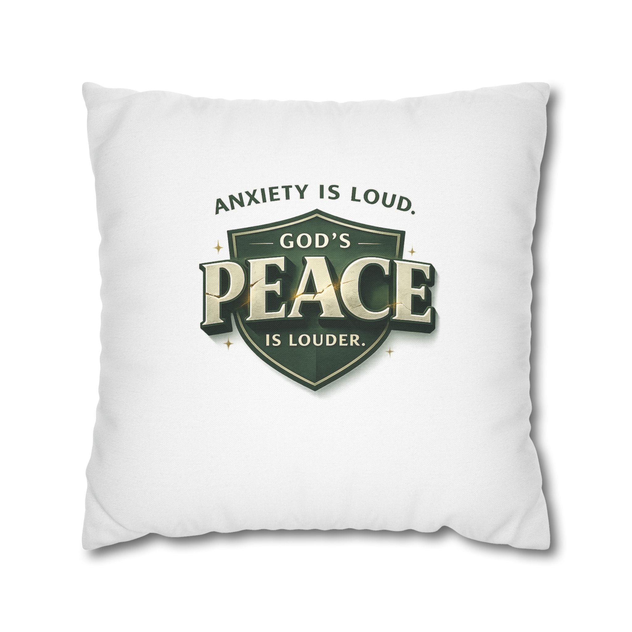 Christian Throw Pillow Cover – “Anxiety Is Loud, God’s Peace Is Louder” Faith Home Decor | Inspirational Scripture Cushion