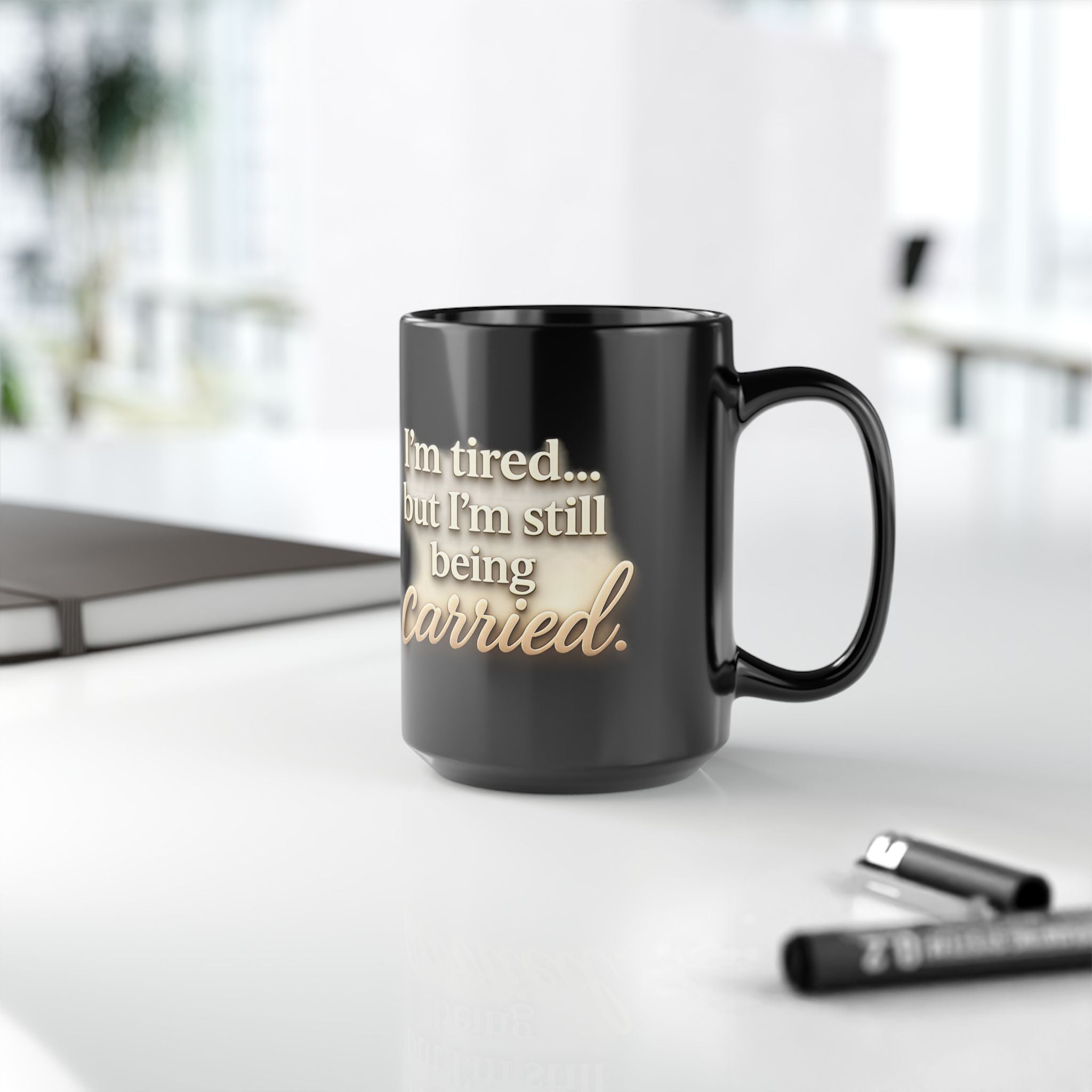Christian faith encouragement mug — still being carried Bible quote gift