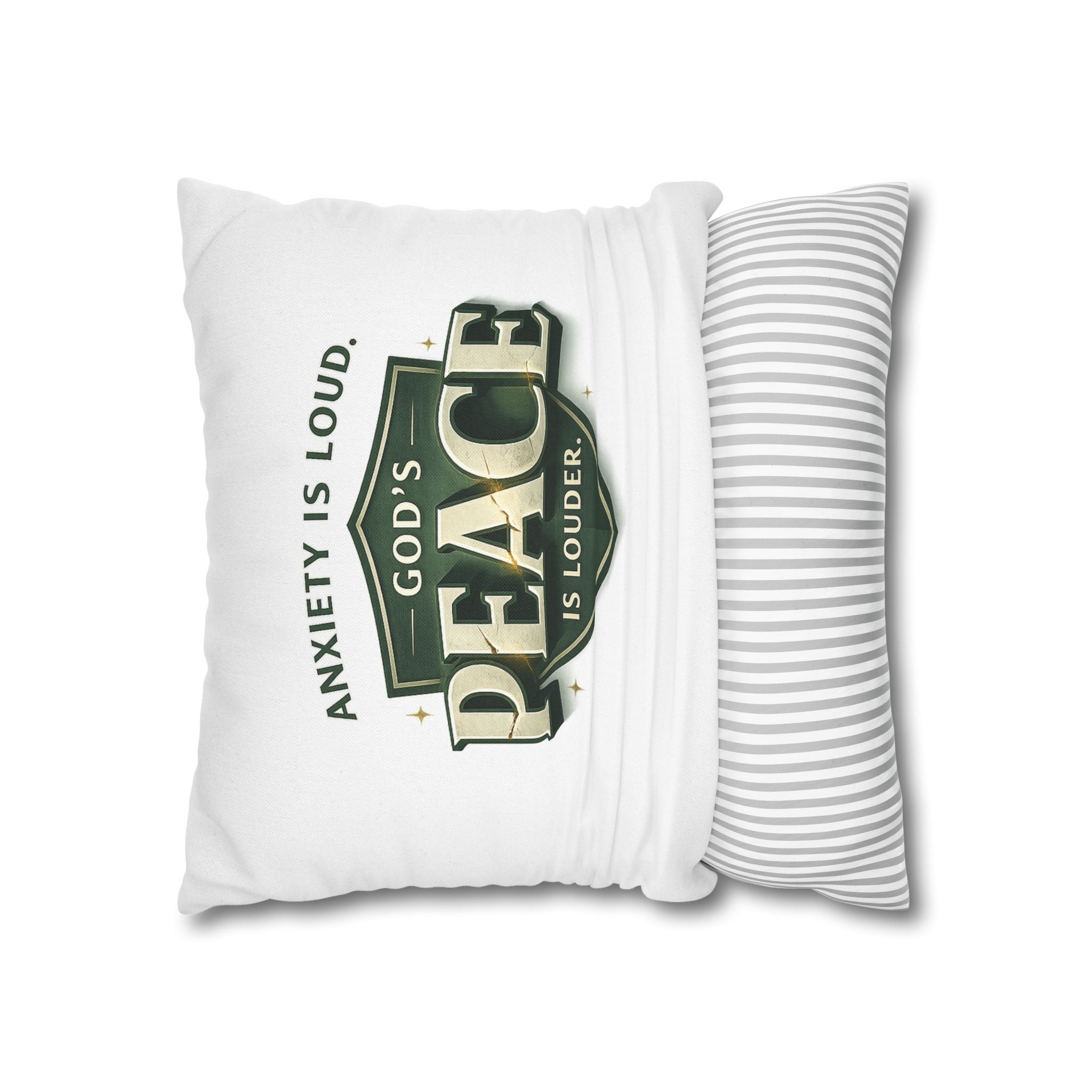 Christian Throw Pillow Cover – “Anxiety Is Loud, God’s Peace Is Louder” | Faith Home Decor