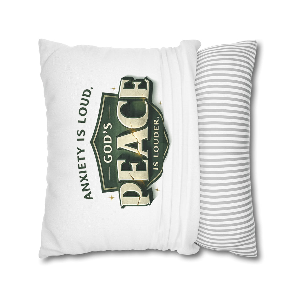 Christian Throw Pillow Cover – “Anxiety Is Loud, God’s Peace Is Louder” | Faith Home Decor