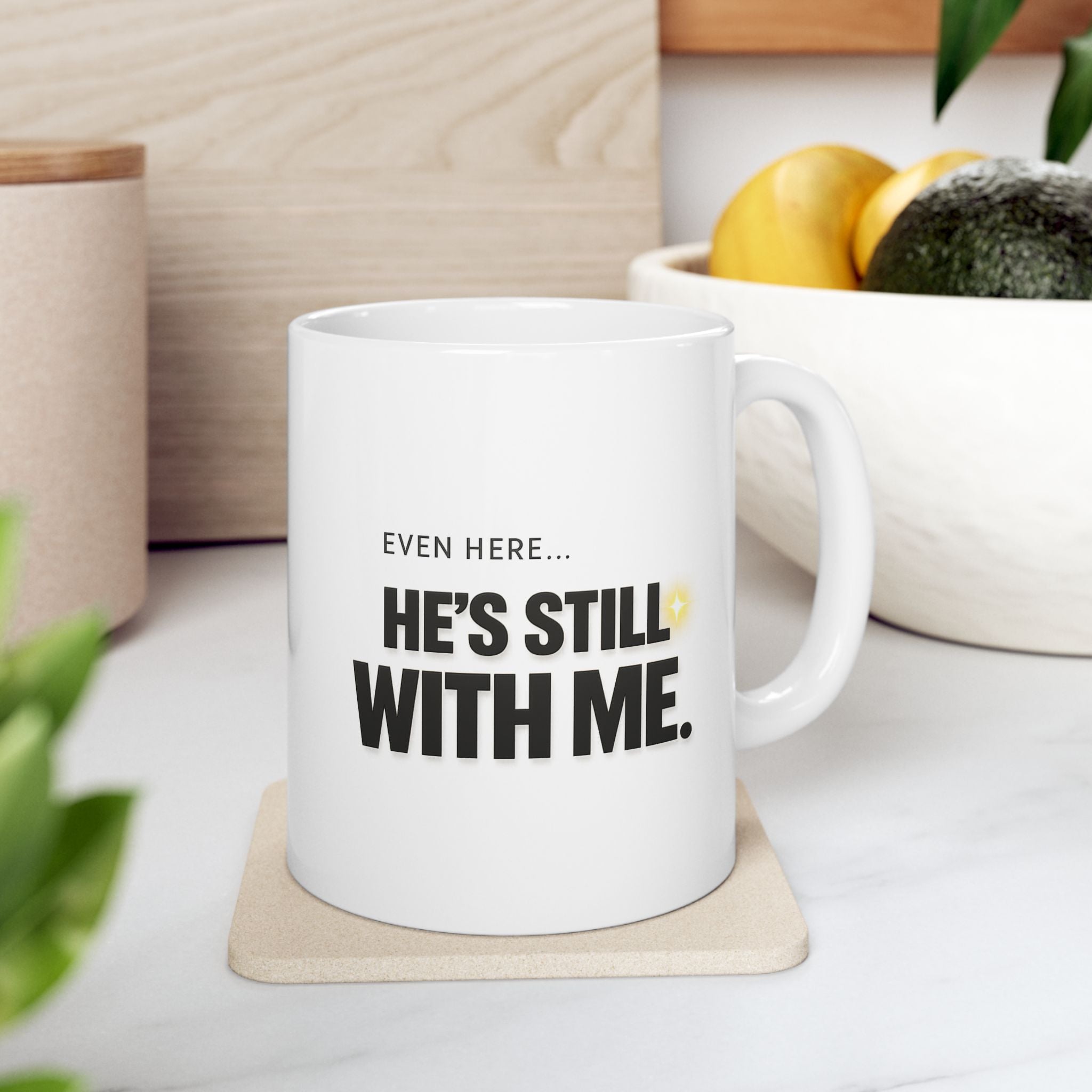Christian faith coffee mug — inspirational Bible quote ceramic encouragement gift