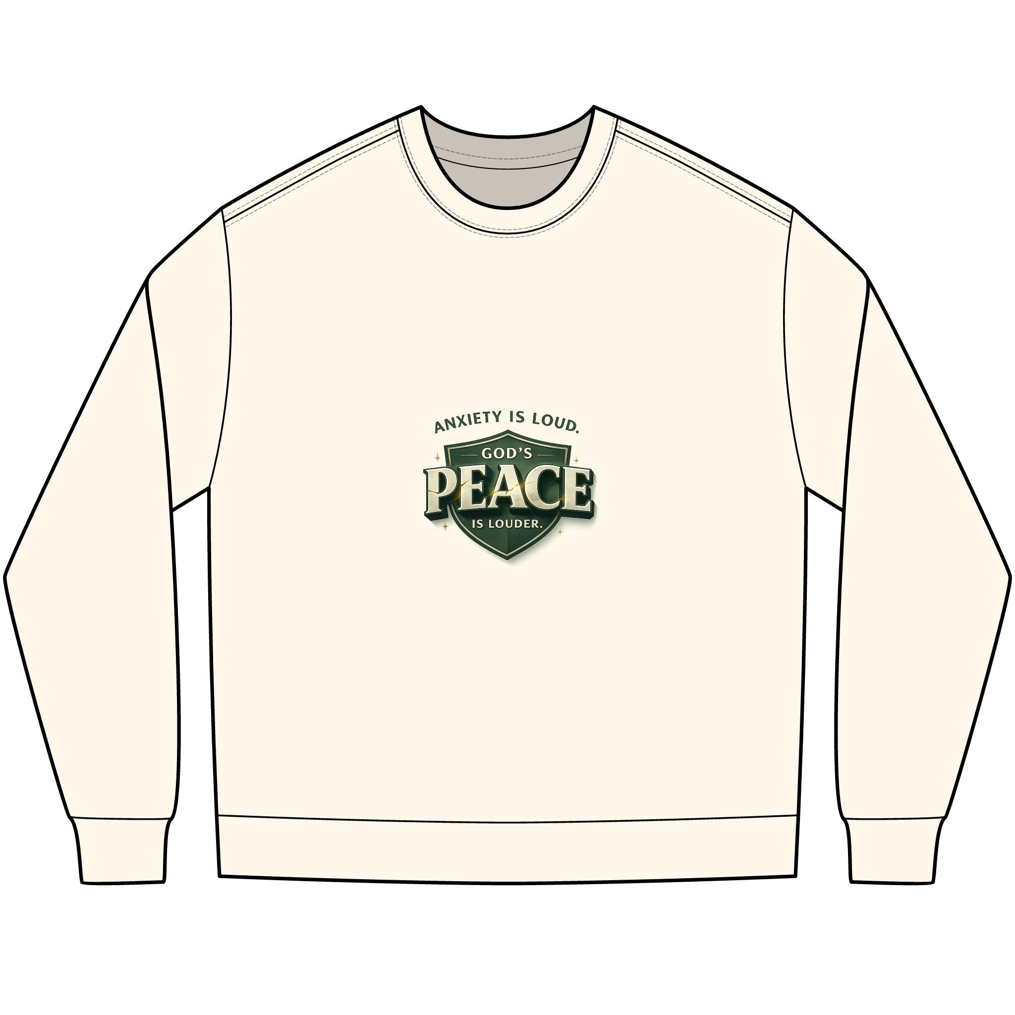 Long Sleeve Tee — "Anxiety Is Loud, God’s Peace Is Louder" Inspirational Chest Graphic