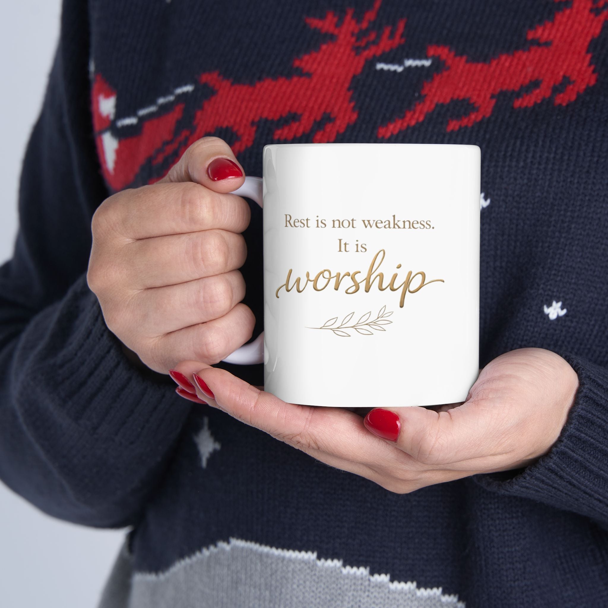 Christian Inspirational Mug - “Rest Is Not Weakness, It Is Worship” Coffee Cup