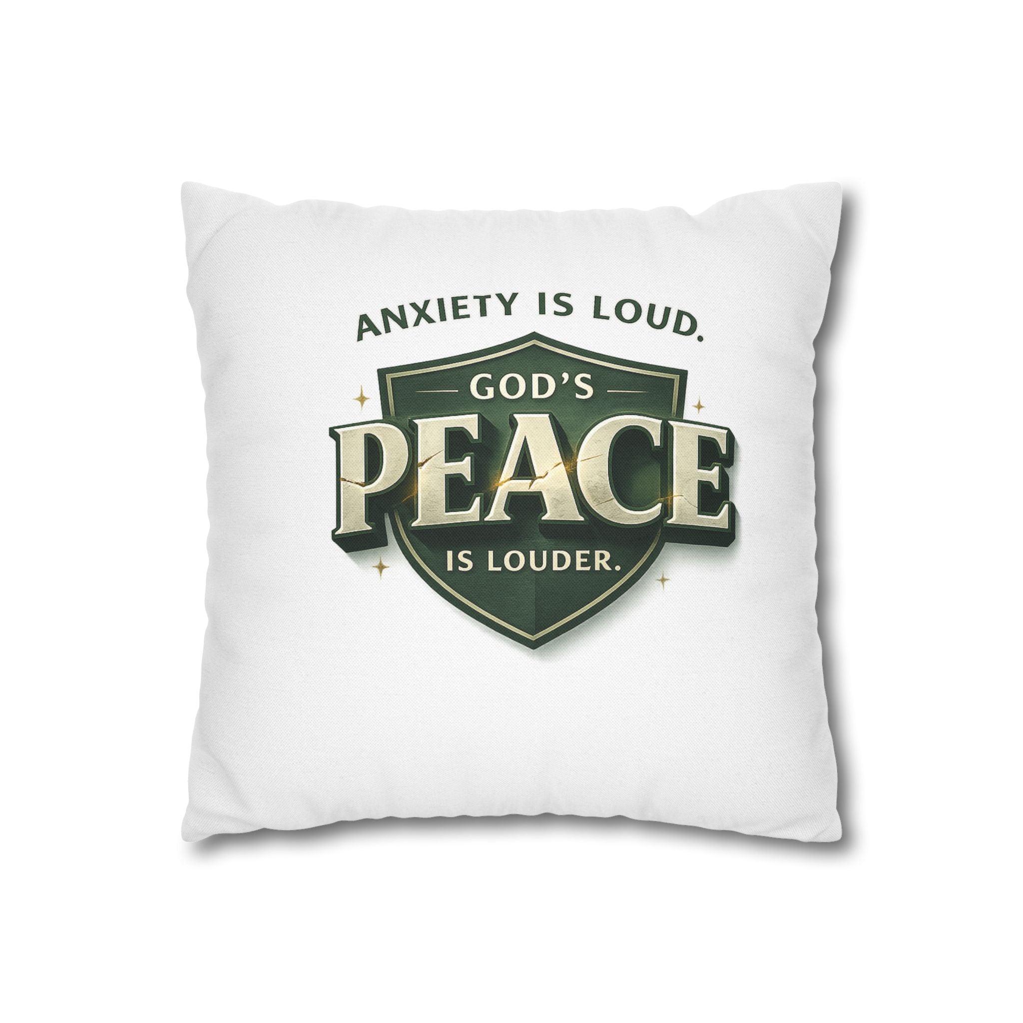 Christian Throw Pillow Cover – “Anxiety Is Loud, God’s Peace Is Louder” Faith Home Decor | Inspirational Scripture Cushion